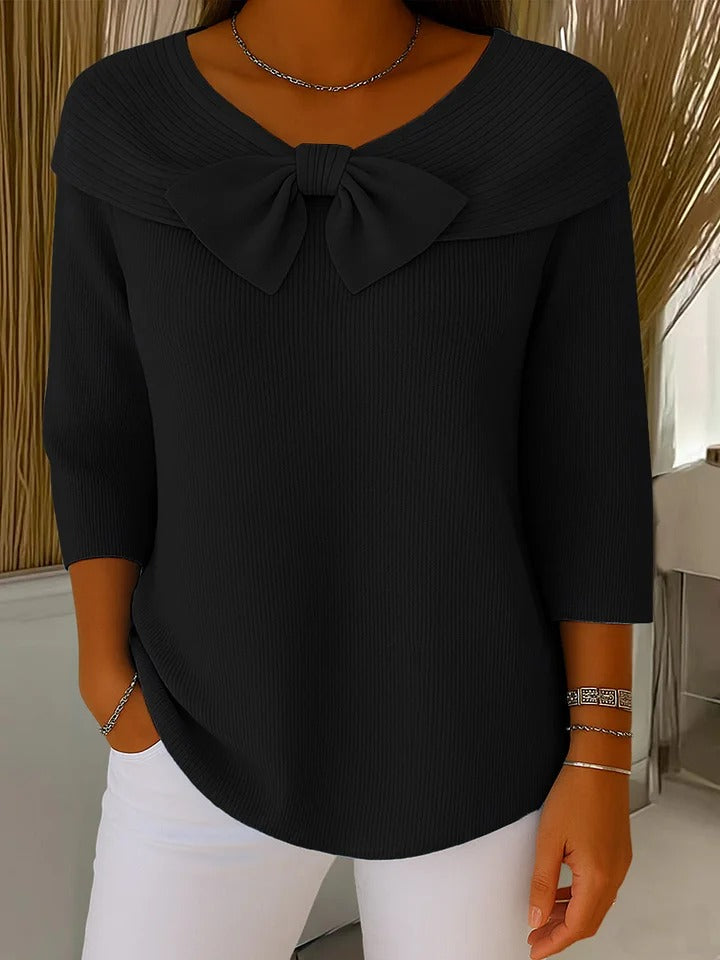 Pull Col Rond Nœud Élégant