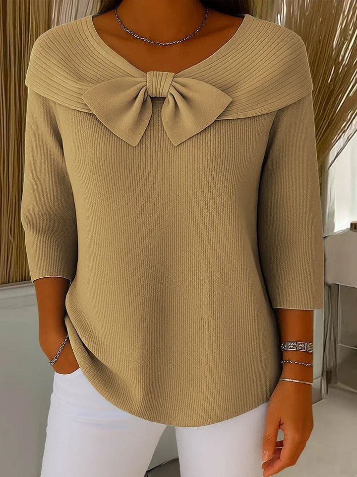 Pull Col Rond Nœud Élégant