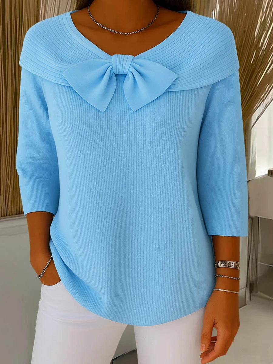 Pull Col Rond Nœud Élégant