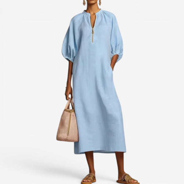 Robe Midi Zippée Élégance Moderne