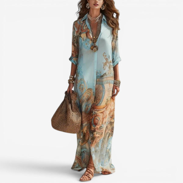 Robe Chemise Maxi Méditerranéenne