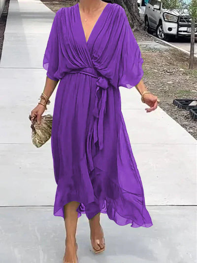 Monica™ | Robe midi en chiffon avec effet portefeuille