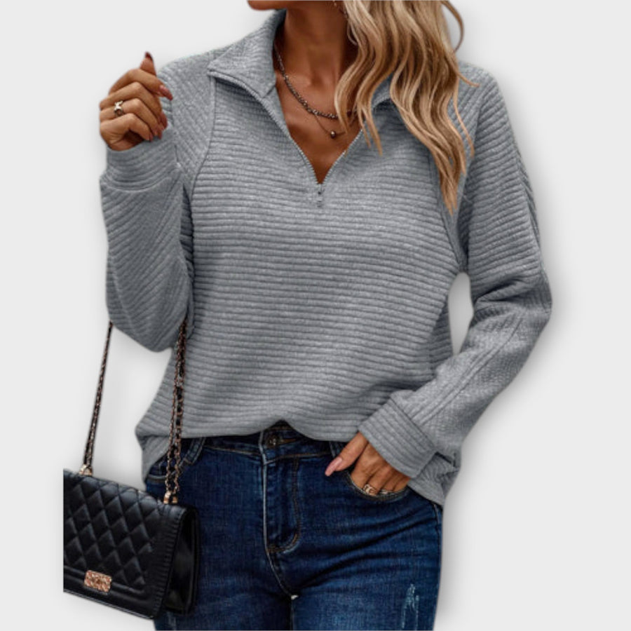 Sweat Col V Zippé Élégant
