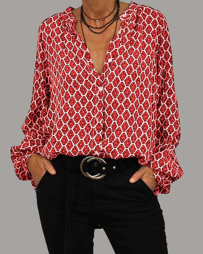 Cleo | Blouse à col V Boho Chic Printemps