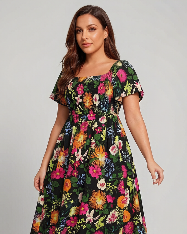 Robe Midi Fleurie - Coupe Élégante et Aérienne