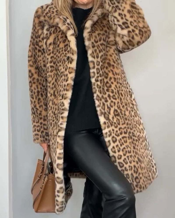Eva™ | Manteau long et doux à imprimé léopard