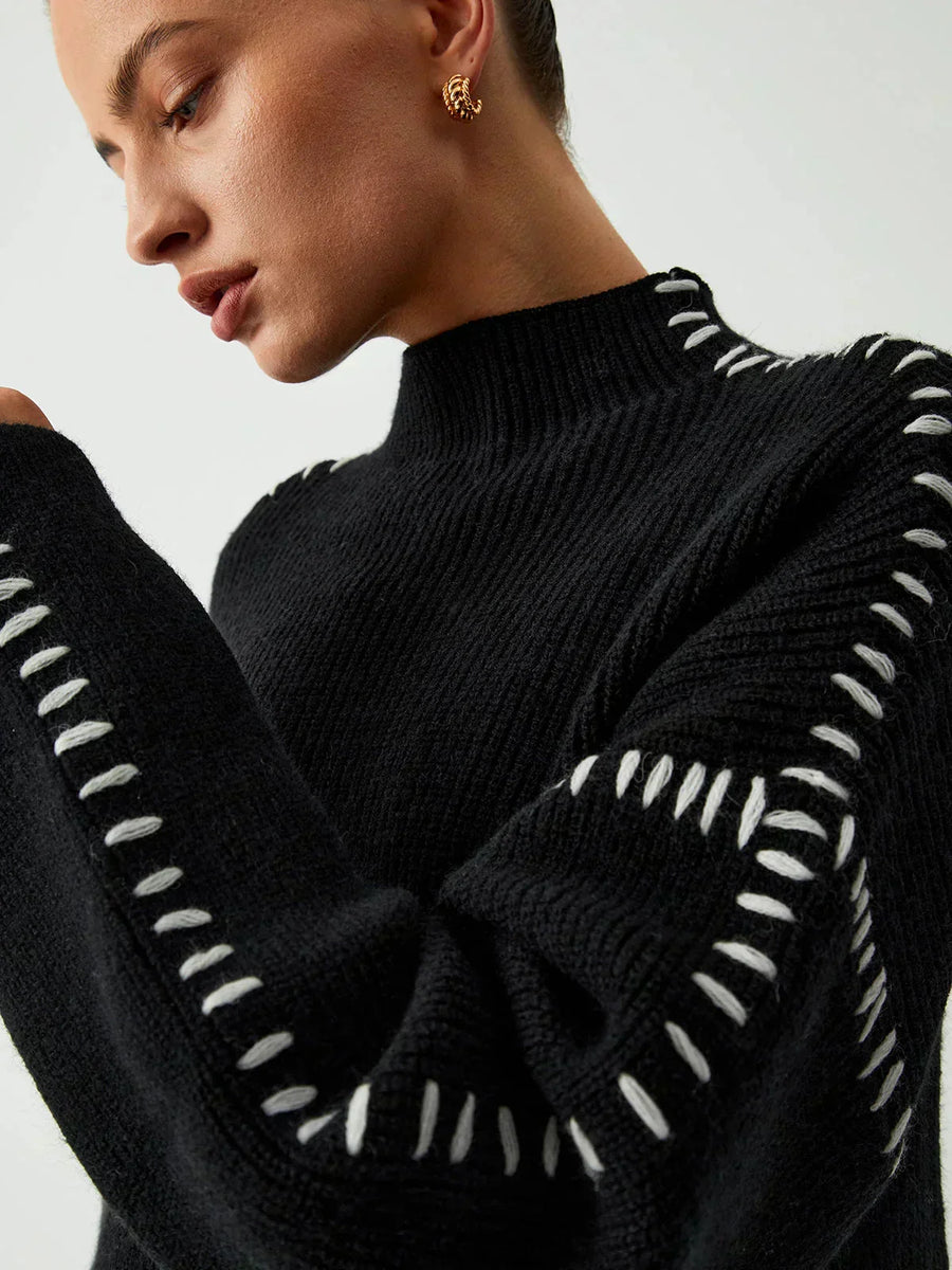 Pull Oversize Détails Couture Épaulés