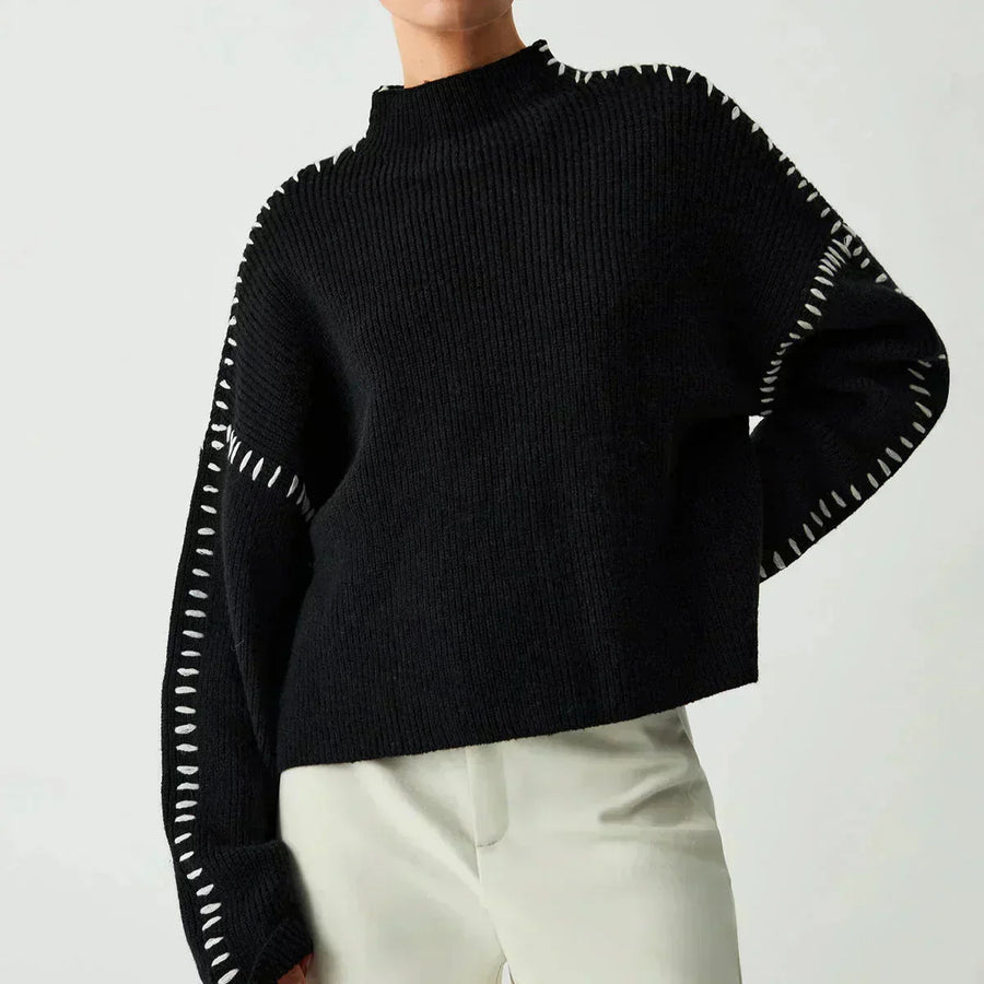 Pull Oversize Détails Couture Épaulés