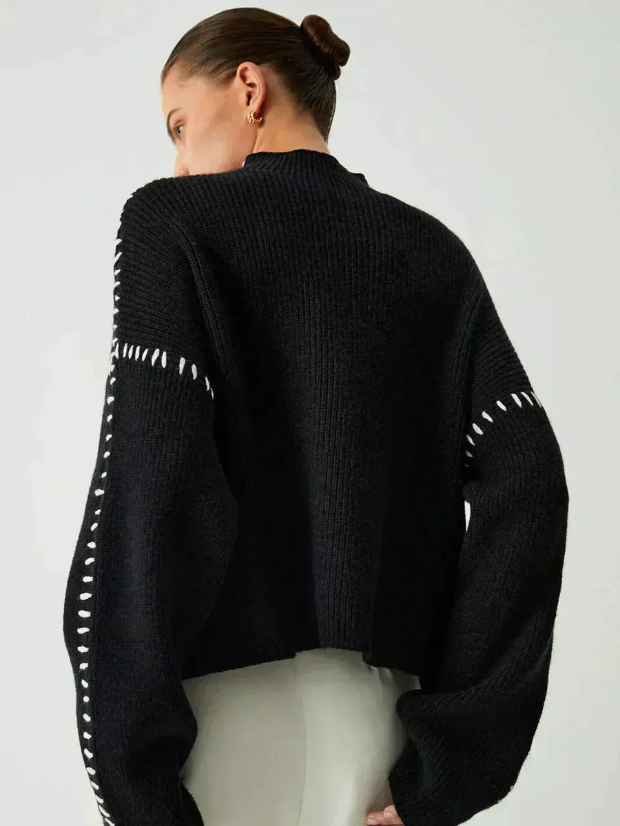 Pull Oversize Détails Couture Épaulés