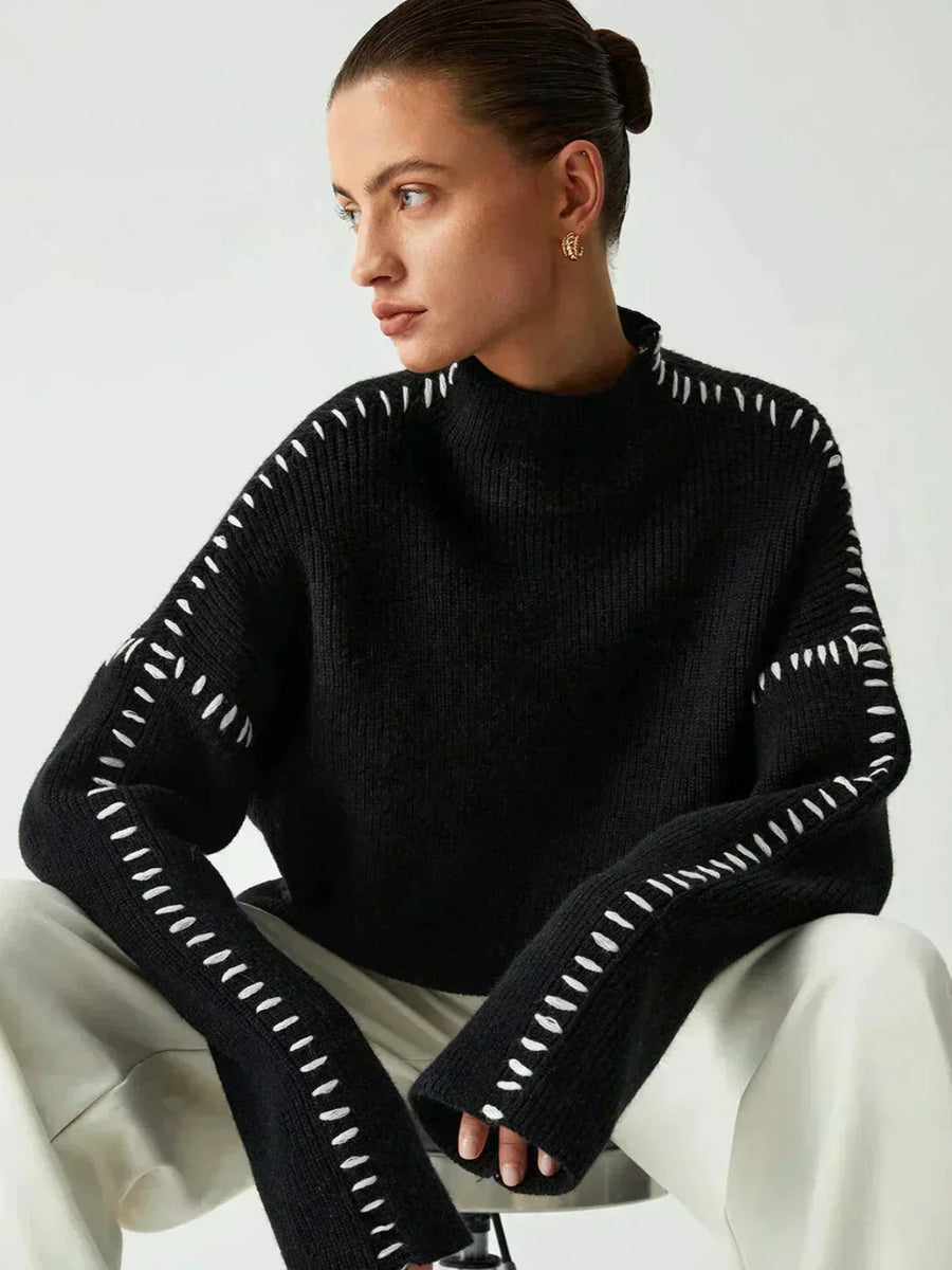 Pull Oversize Détails Couture Épaulés