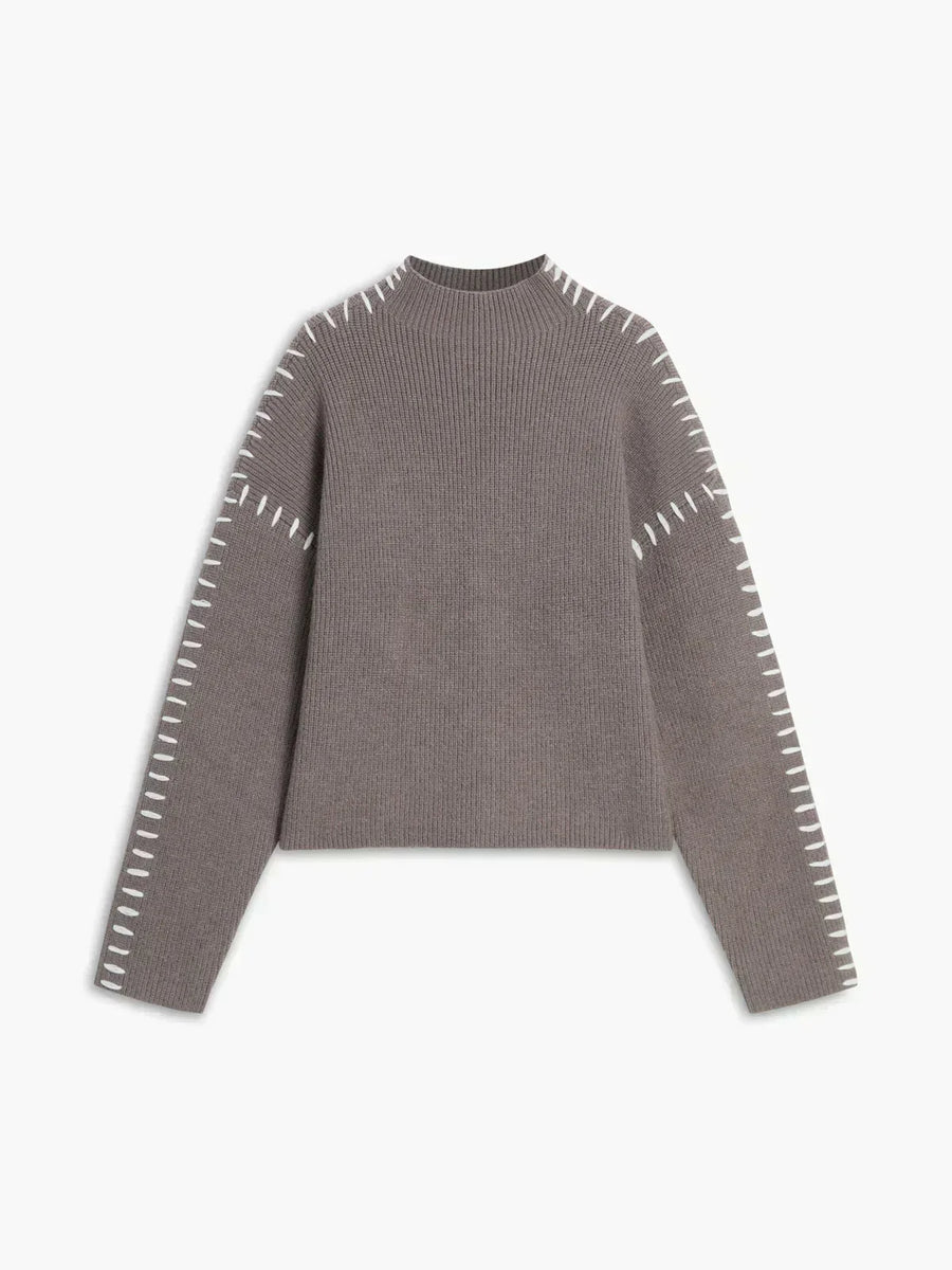 Pull Oversize Détails Couture Épaulés