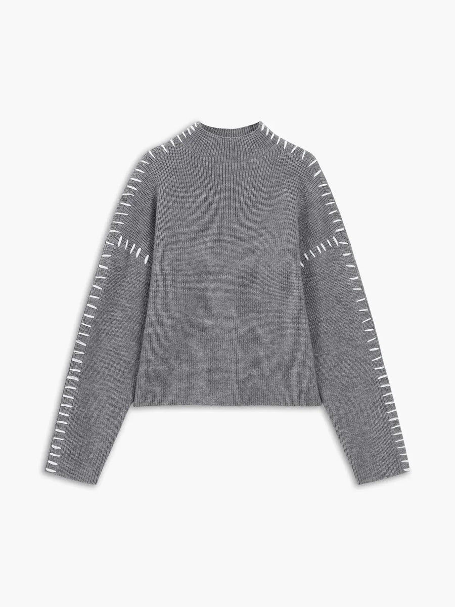 Pull Oversize Détails Couture Épaulés