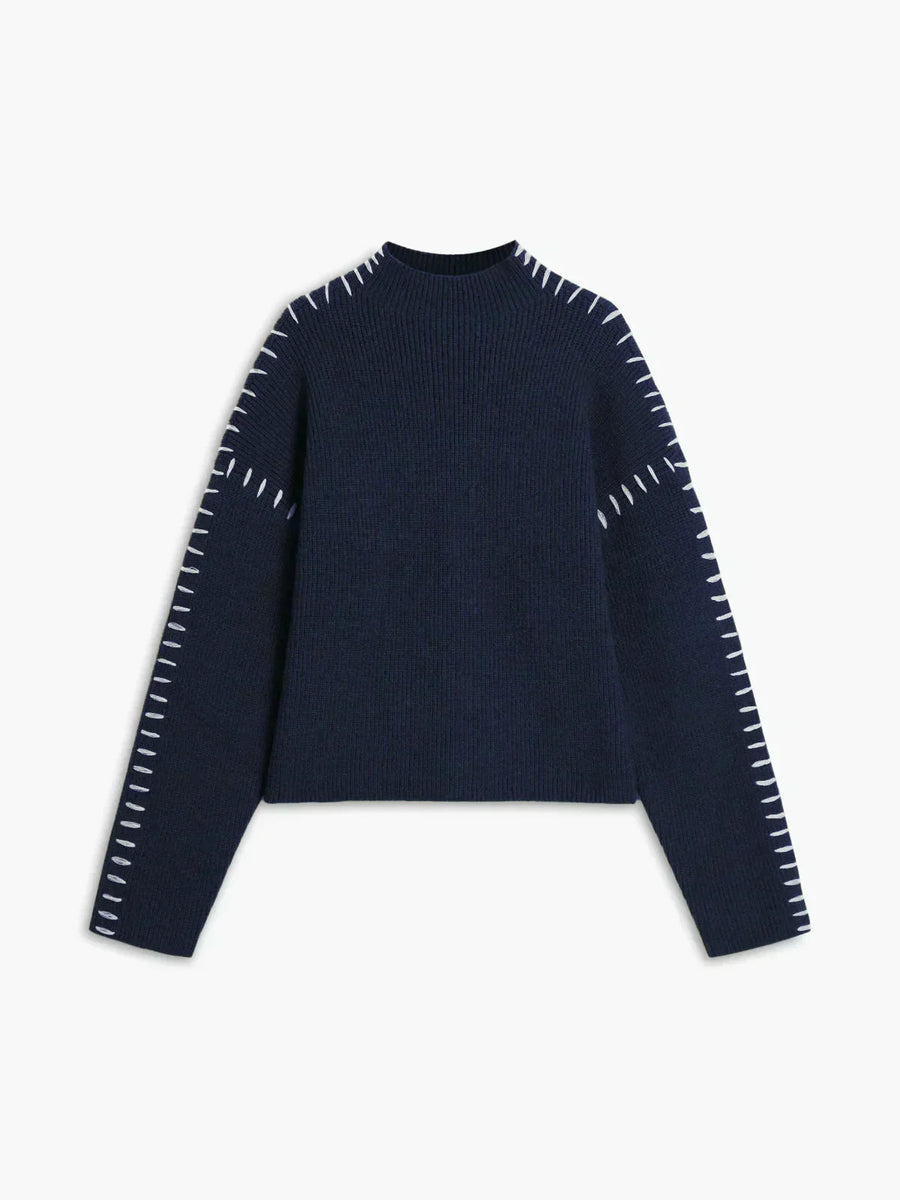 Pull Oversize Détails Couture Épaulés