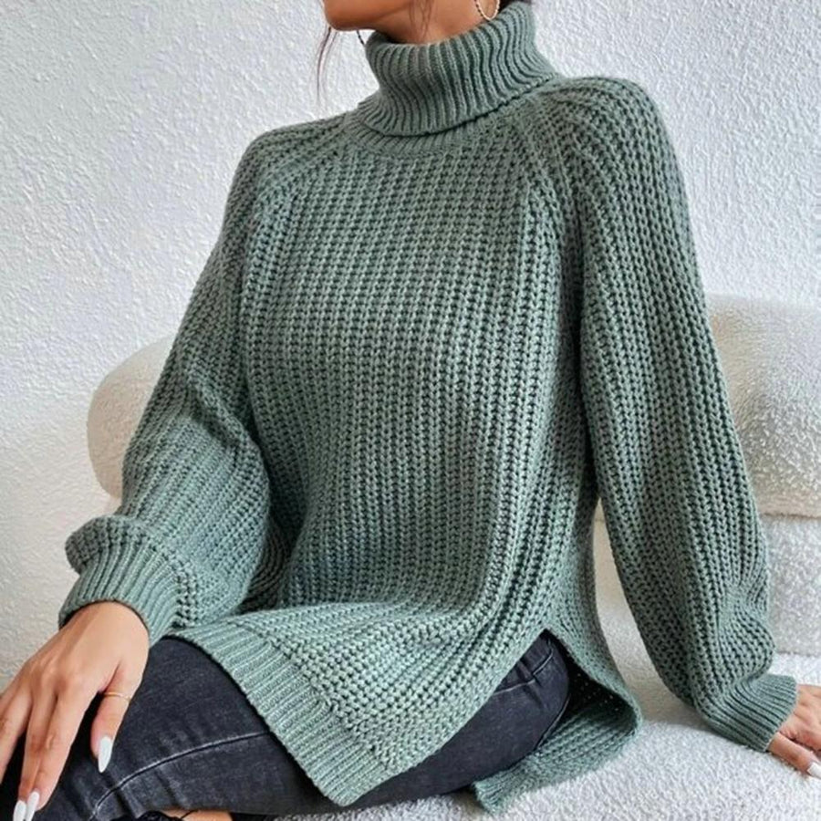 Pull Col Montant Côtelé Confortable