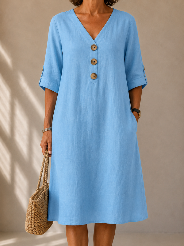 Vestido Marie Azul Cielo con Mangas Ajustables