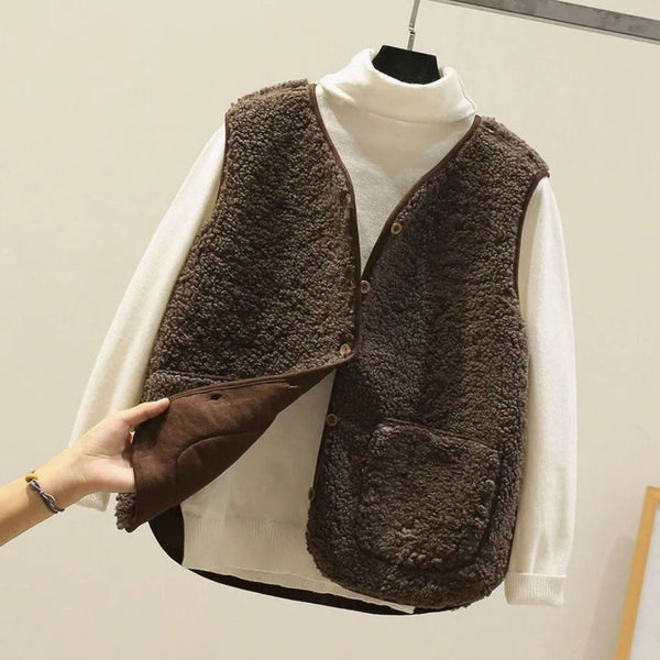 Martina | Chaleco de punto con cuello en V y botones para mujer, cómodo y cálido