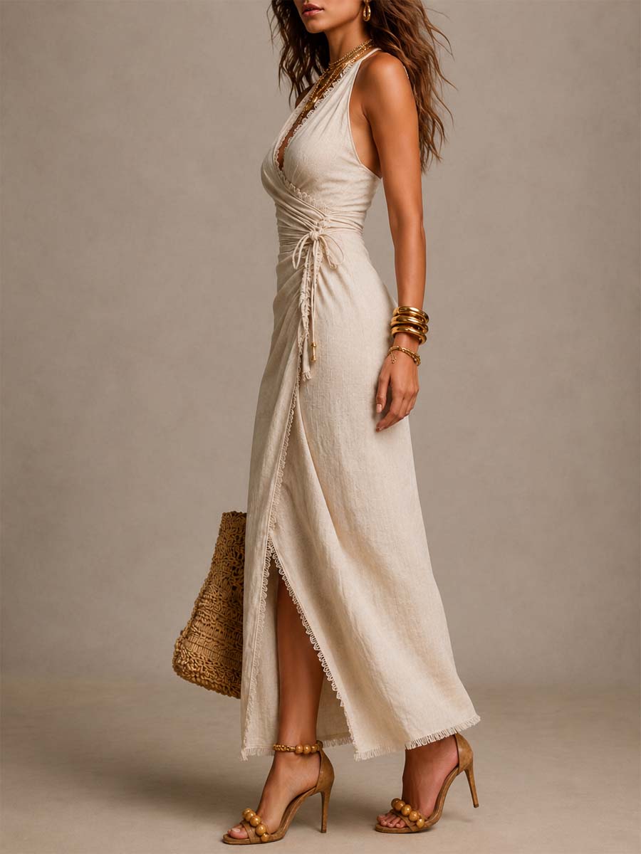 Robe Nerina portefeuille — détail de la coupe cintrée taille ajustable