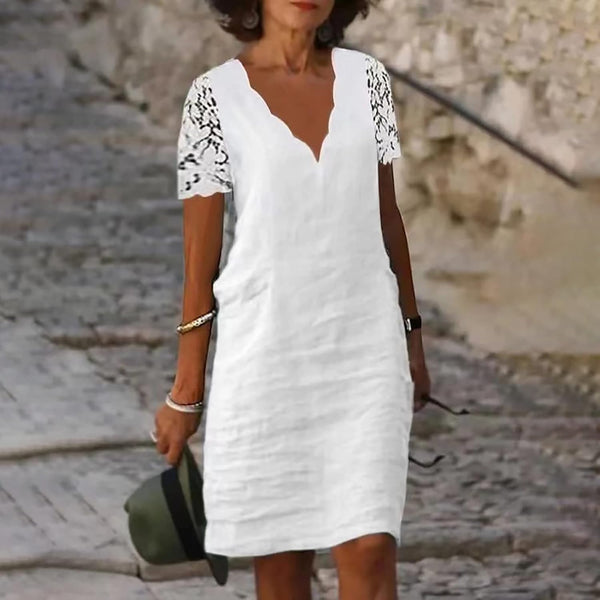 Vestido Midi Elegante de Encaje - Escote en V
