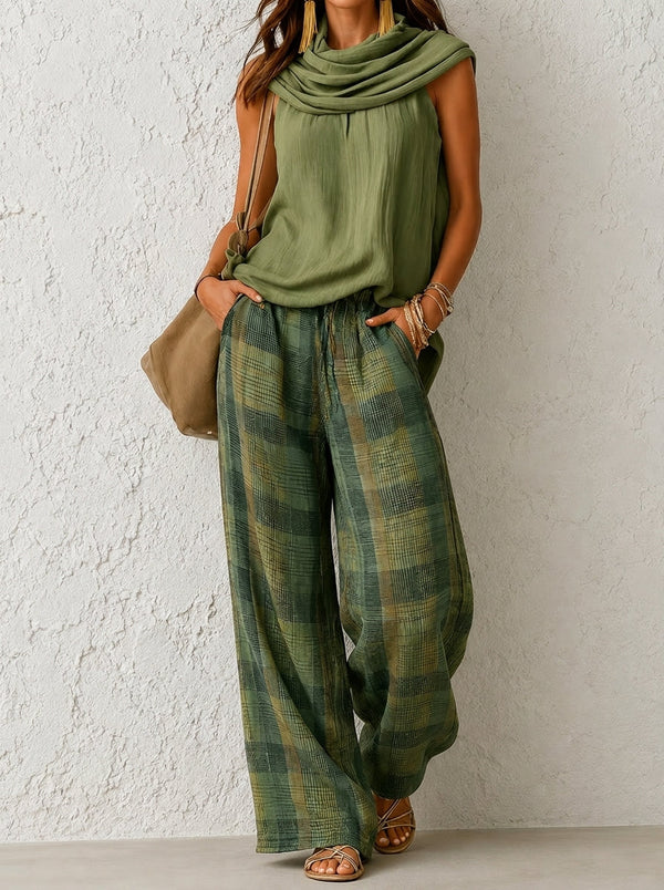 Conjunto Elegância Boémia - Blusa Fluida e Calças Largas
