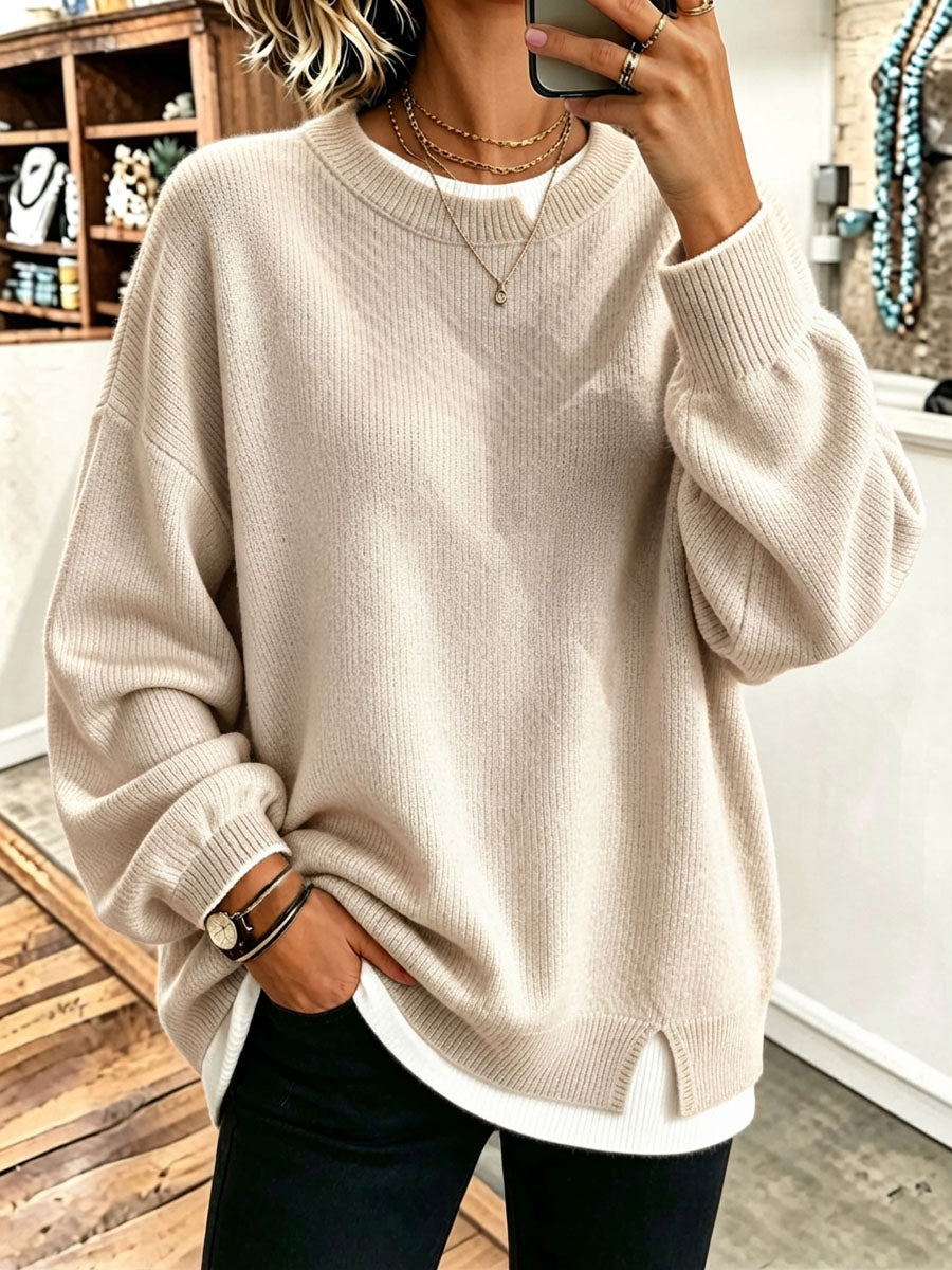 Pull Oversize Col Rond Finition Contrastée