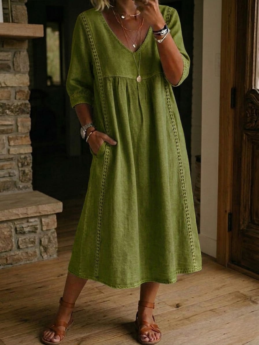 Robe décontractée patchwork — vue complète de la silhouette