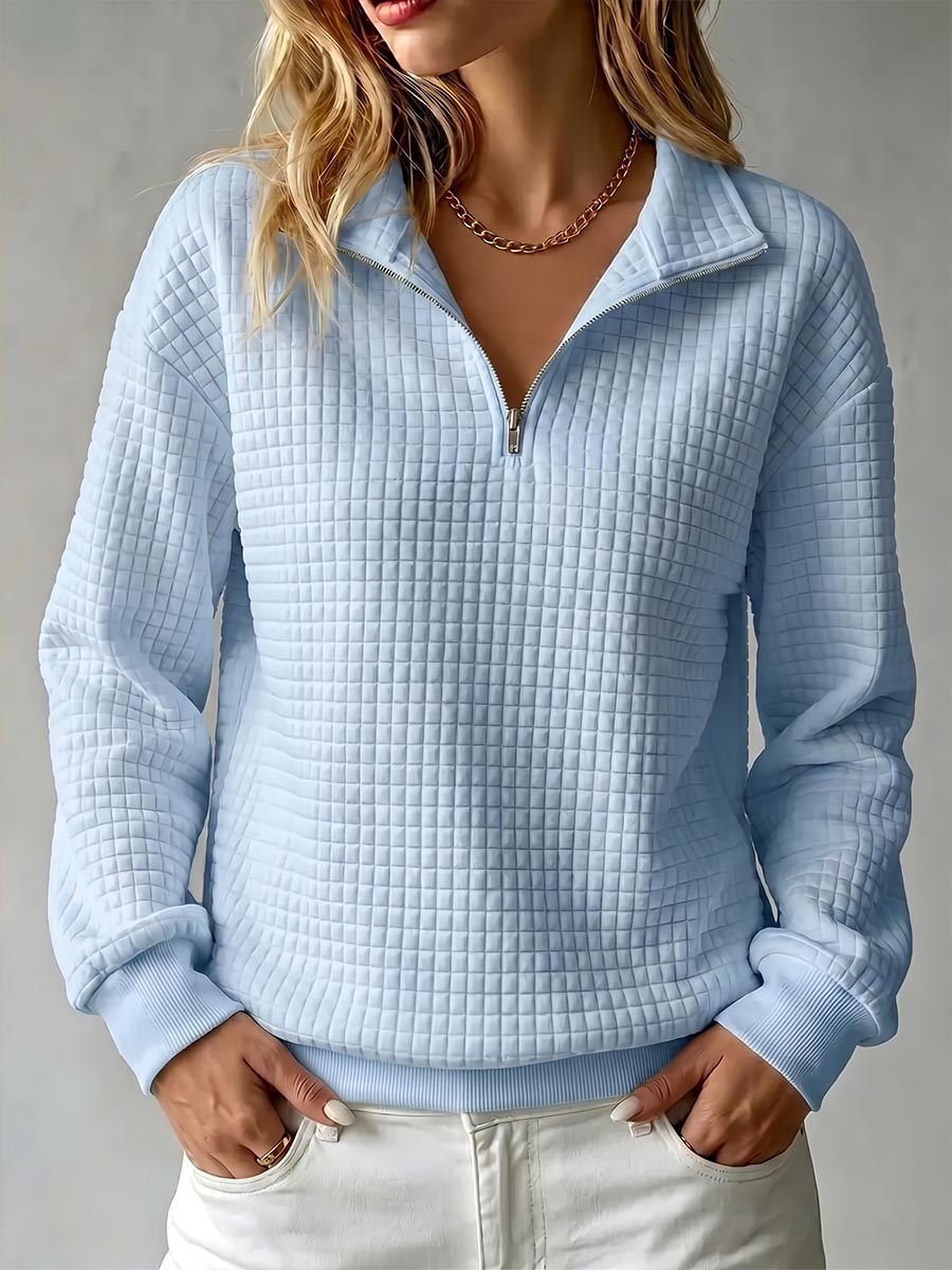 Pull Col Montant Demi-Zip Coupe Ample
