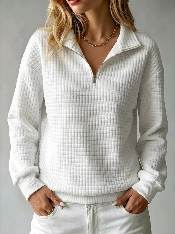 Pull Col Montant Demi-Zip Coupe Ample