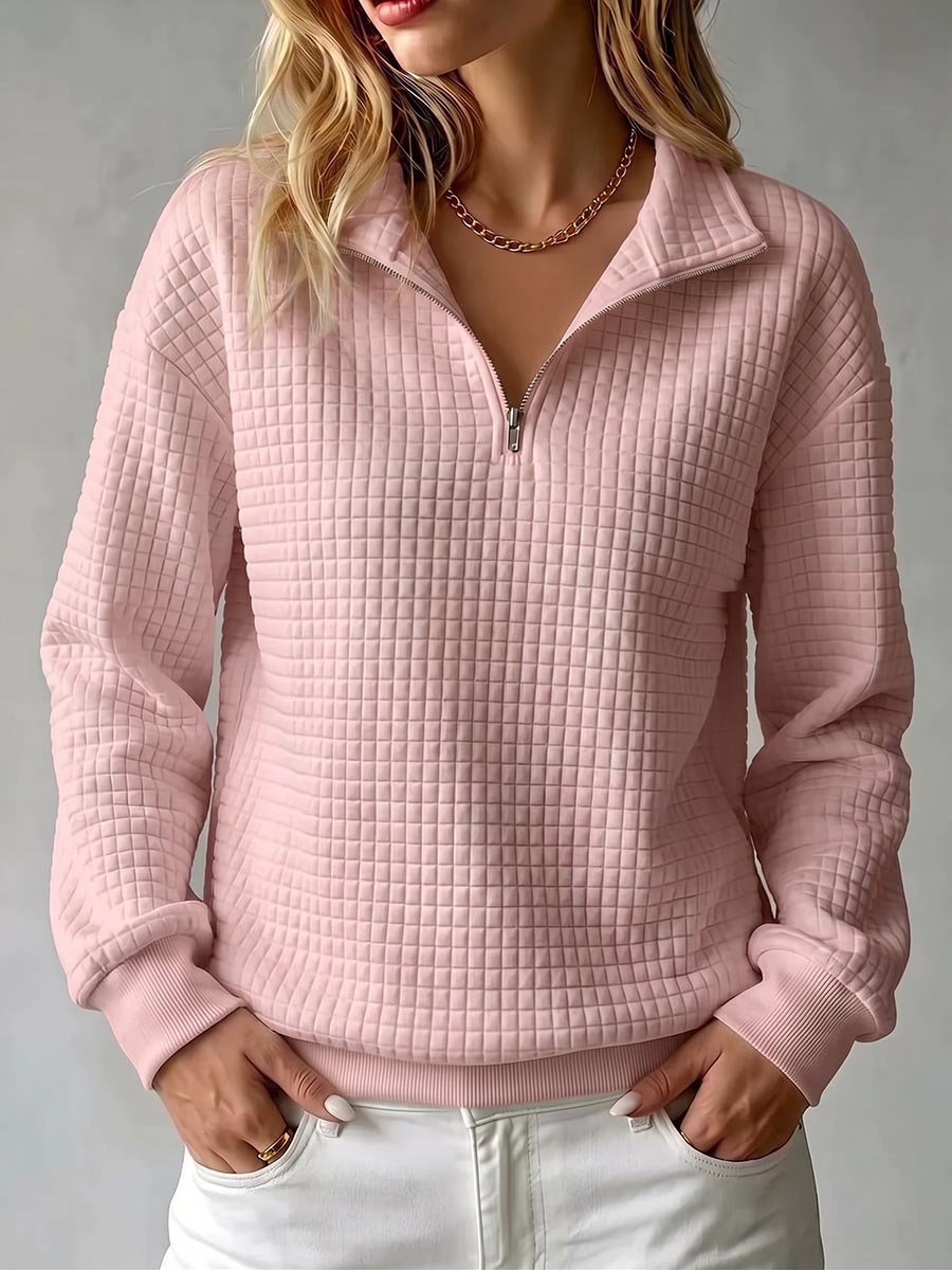 Pull Col Montant Demi-Zip Coupe Ample