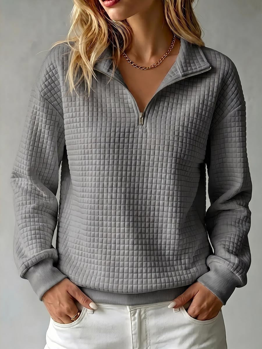 Pull Col Montant Demi-Zip Coupe Ample