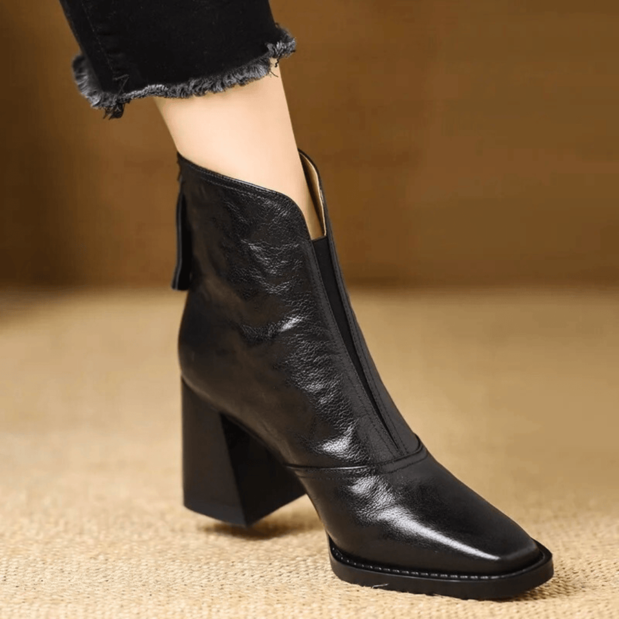 Botins de Salto Bloco e Fecho de Correr