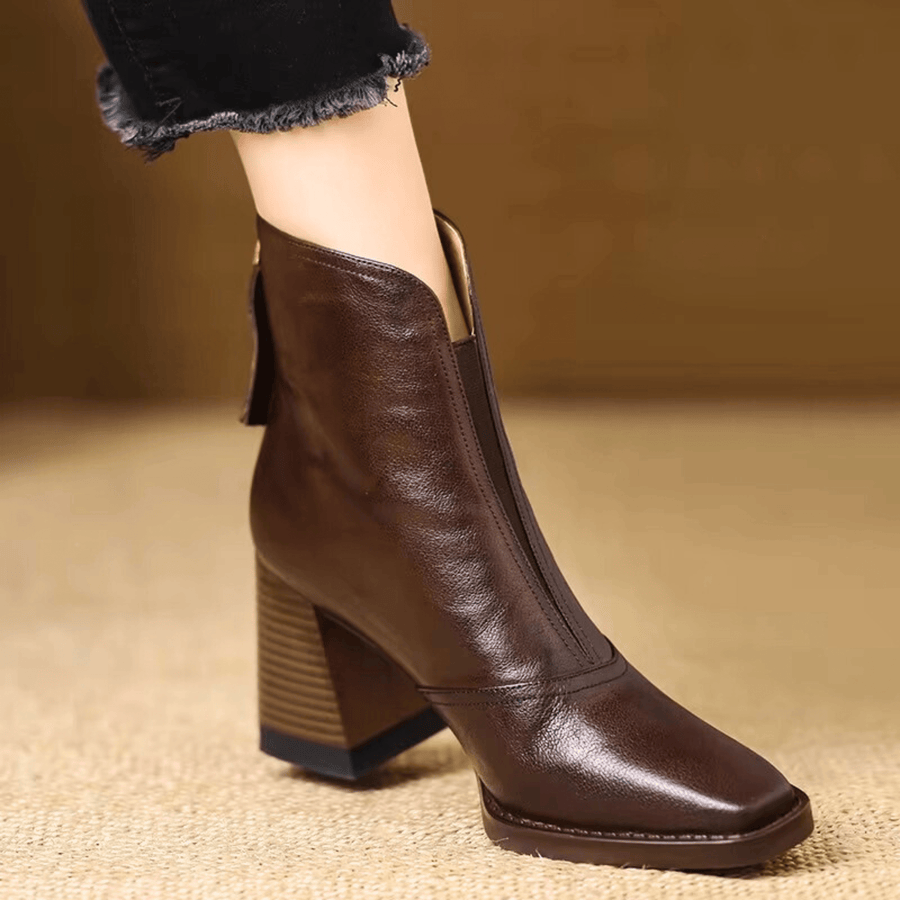 Botins de Salto Bloco e Fecho de Correr
