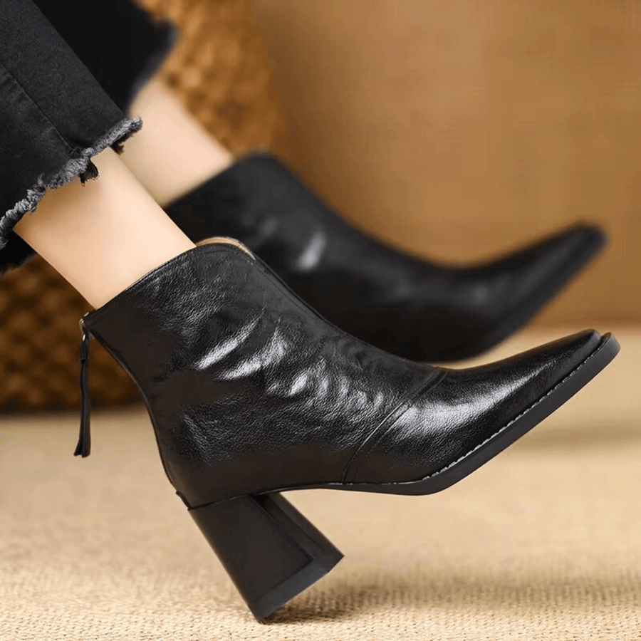 Botins de Salto Bloco e Fecho de Correr