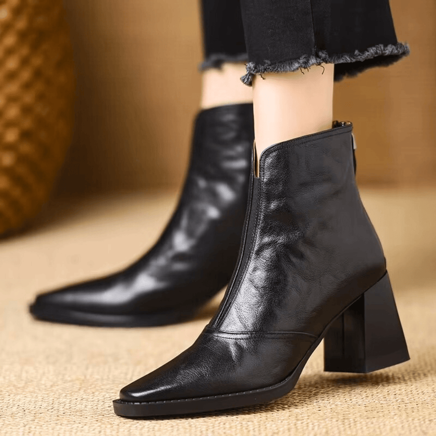 Botins de Salto Bloco e Fecho de Correr