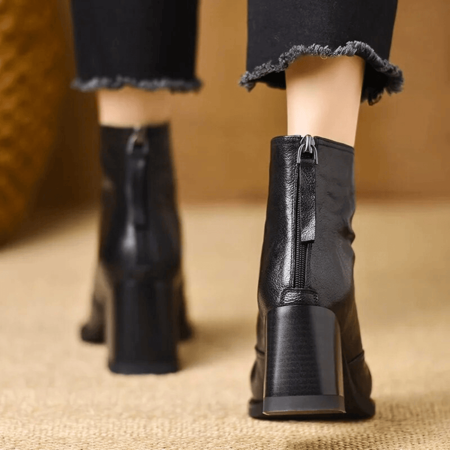 Botins de Salto Bloco e Fecho de Correr