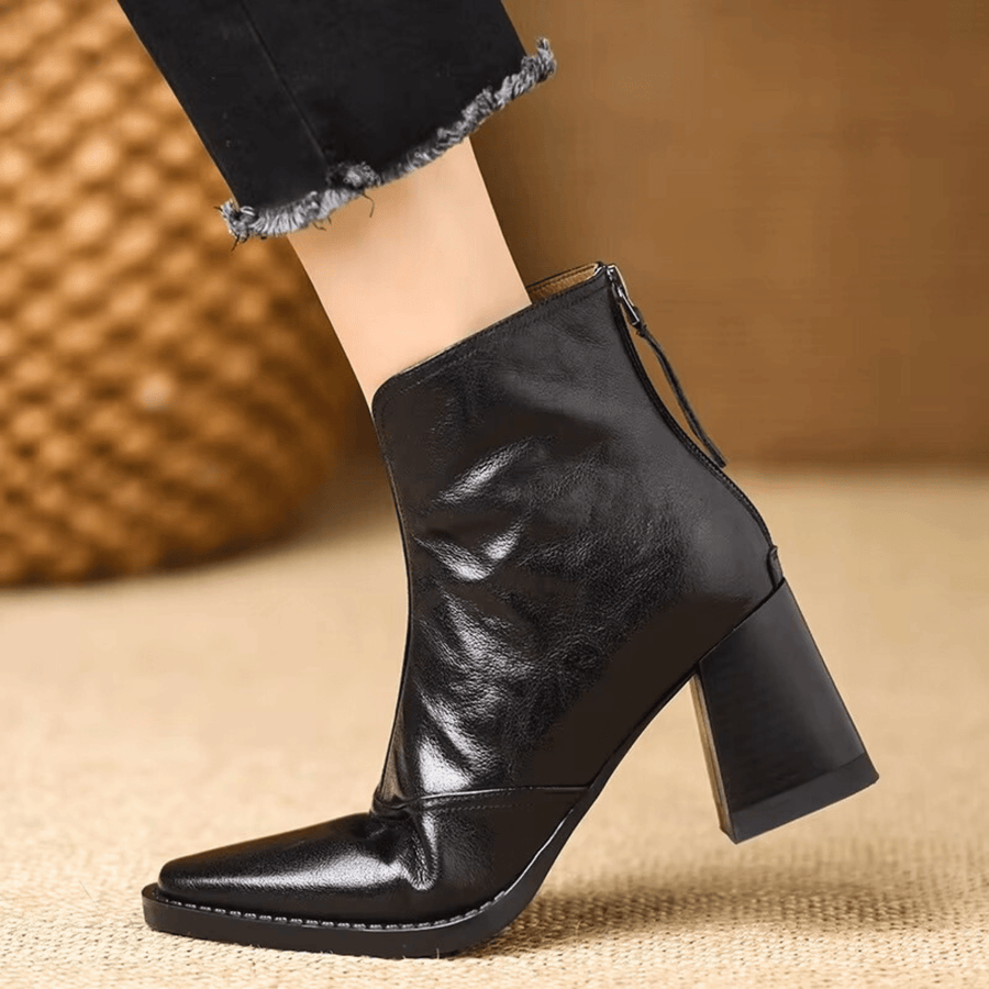 Botins de Salto Bloco e Fecho de Correr