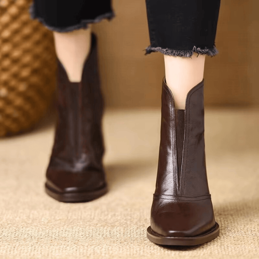 Botins de Salto Bloco e Fecho de Correr