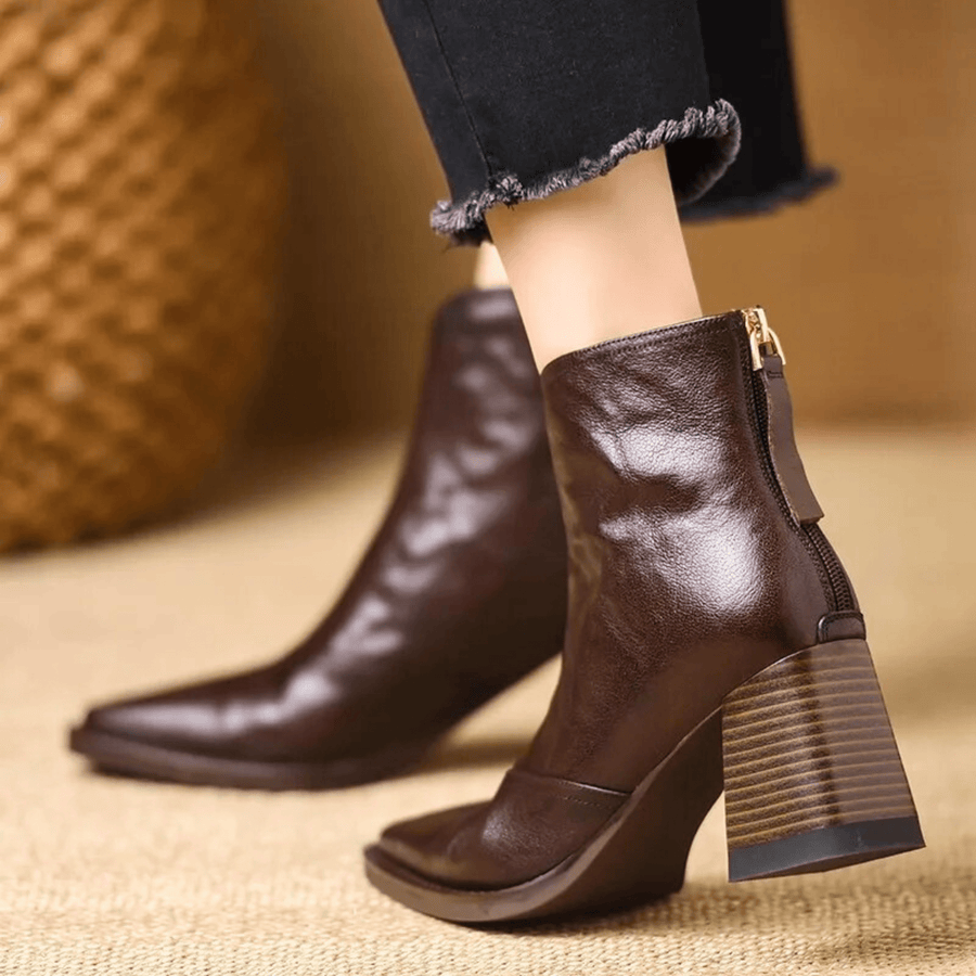 Botins de Salto Bloco e Fecho de Correr