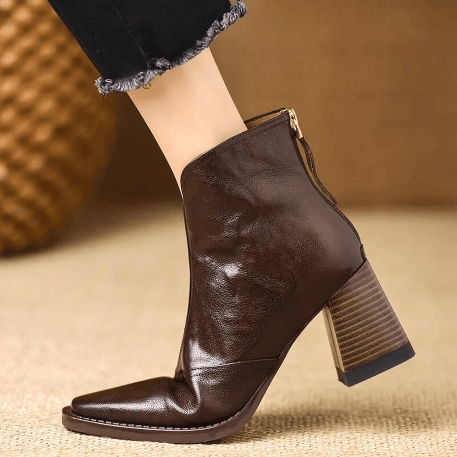 Botins de Salto Bloco e Fecho de Correr
