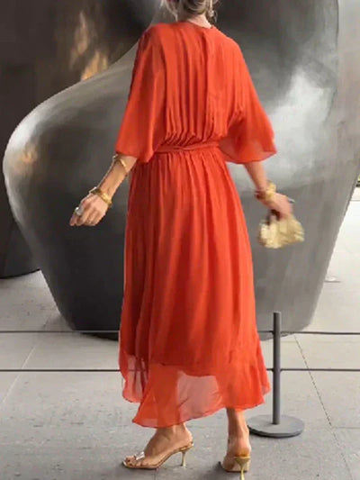 Monica™ | Robe midi en chiffon avec effet portefeuille