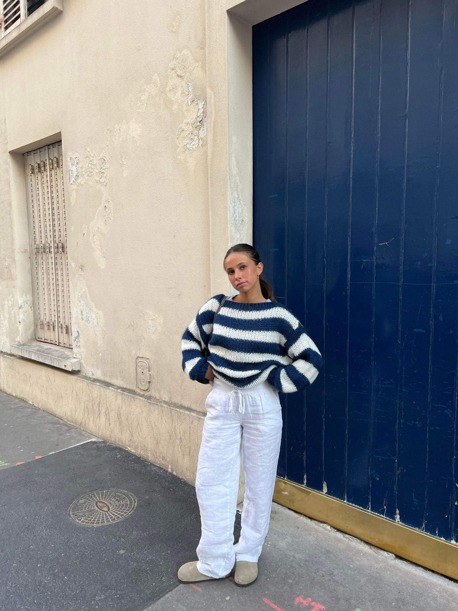 Pull Rayé Col Rond Manches Longues Ample
