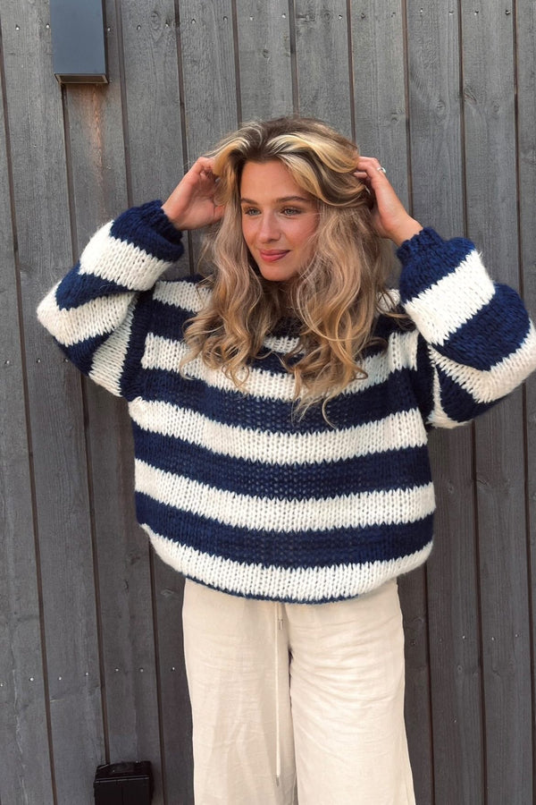 Pull Rayé Col Rond Manches Longues Ample