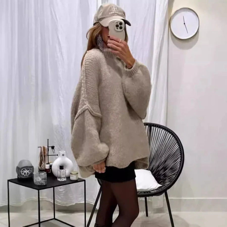 Pull Col Rond Épuré Coupe Décontractée