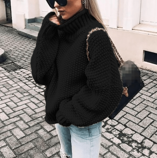 Pull Col Roulé Oversize Côtelé