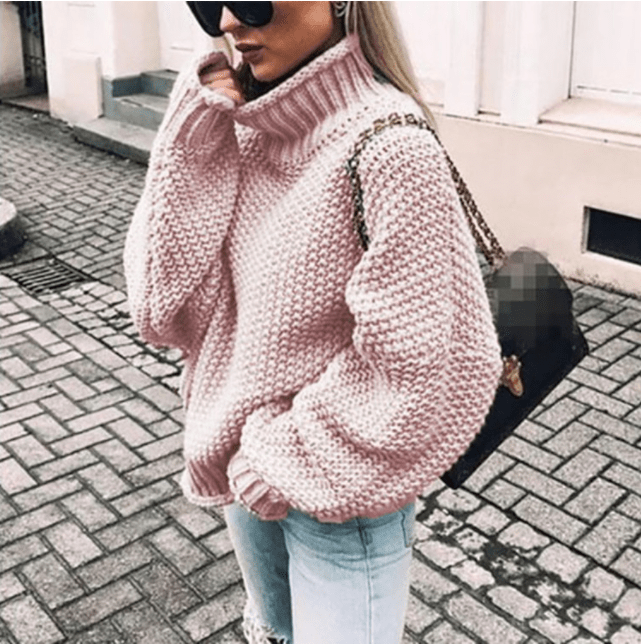 Pull Col Roulé Oversize Côtelé