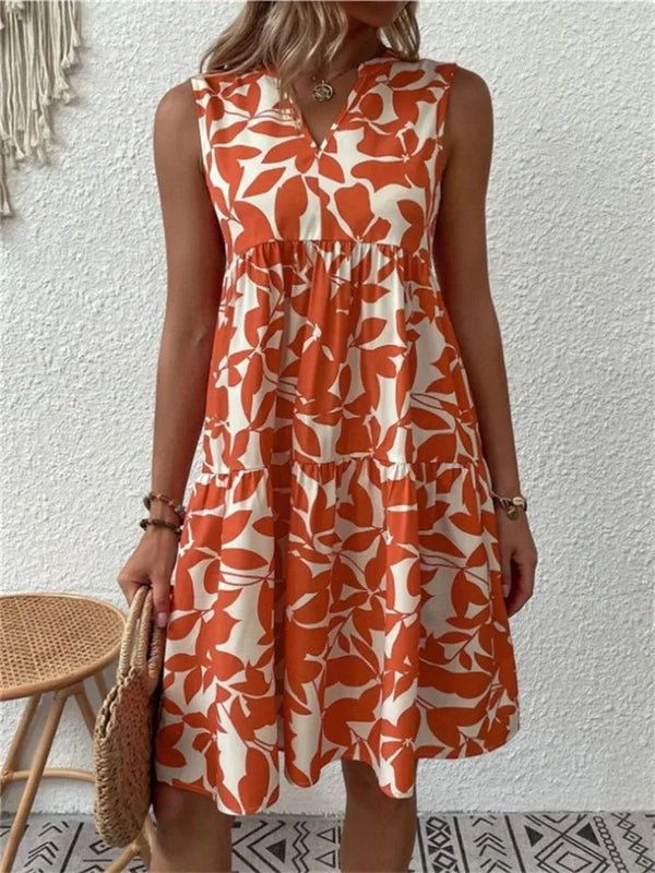 Vestido Midi Elegante Decote Redondo Mulher