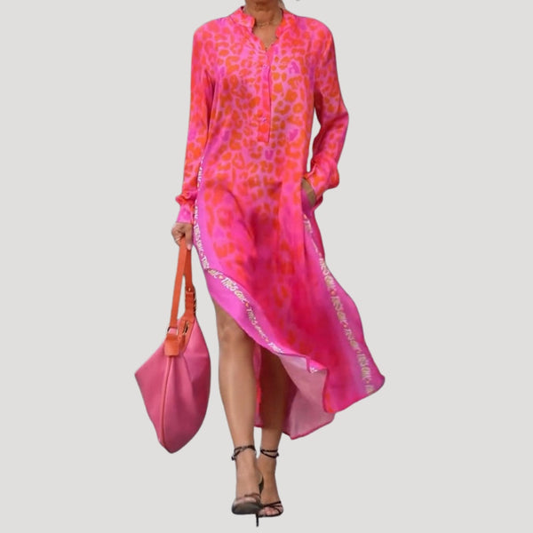 Rocío | Vestido midi camisero con estampado animal para mujer