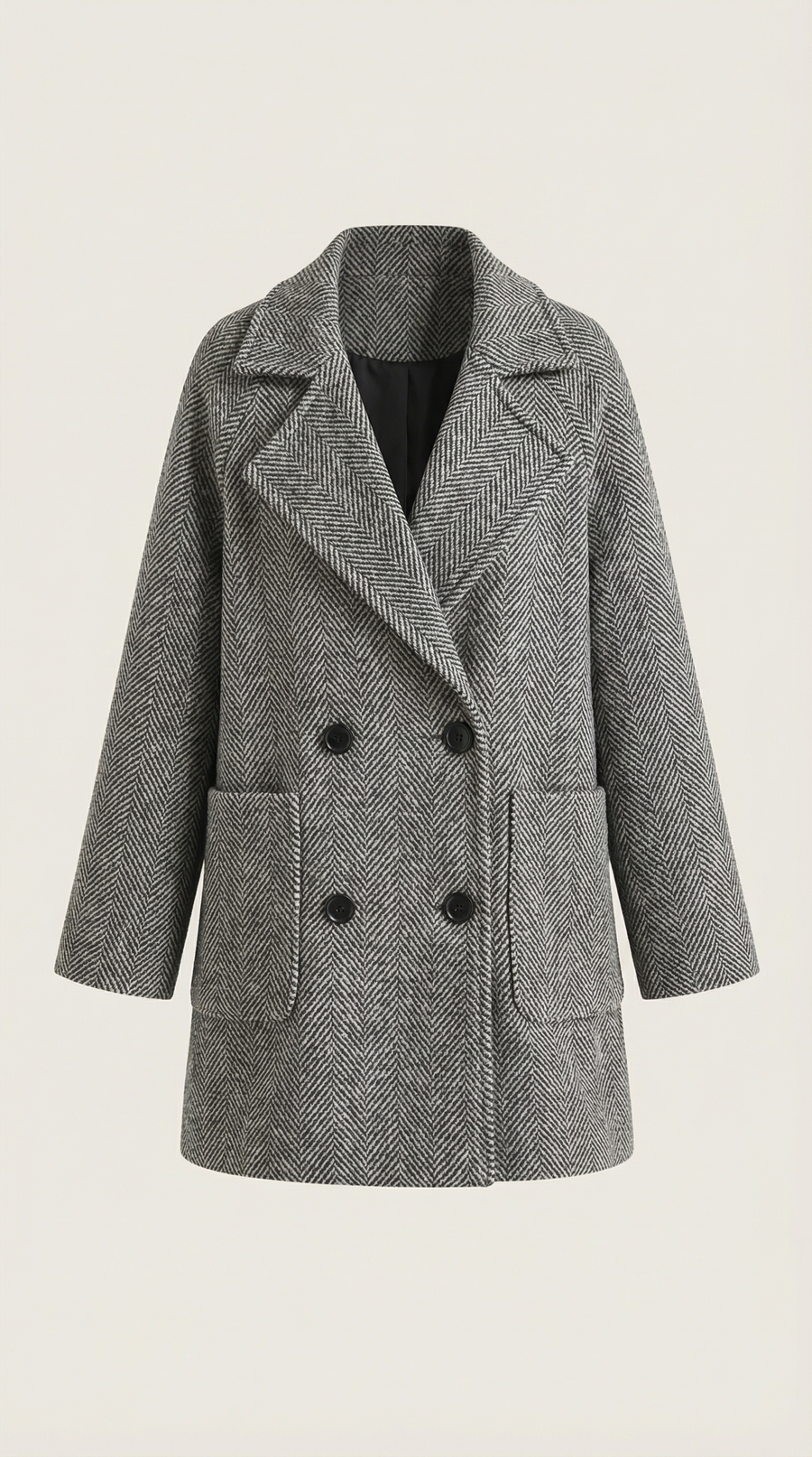 Manteau Croisé Effet Chevrons à Revers