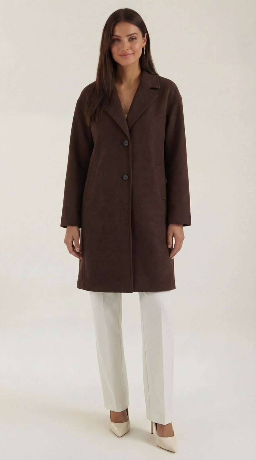 Manteau Mi-Long Oversize à Boutons