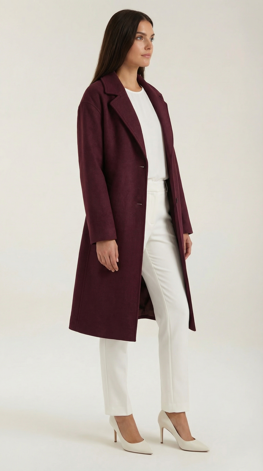 Manteau Mi-Long Oversize à Boutons