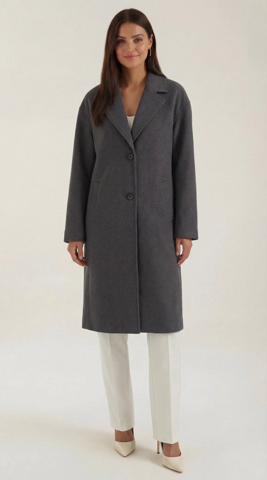 Manteau Mi-Long Oversize à Boutons